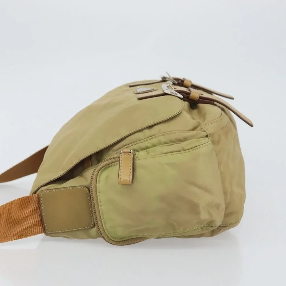 Authentic PRADA Shoulder Bag Nylon Beige Silver - Picture 11 of 16